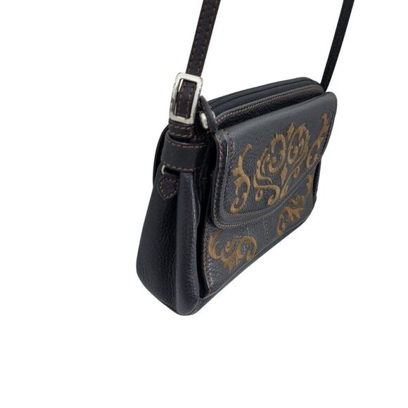 Brighton Black‎ Leather Crossbody Embroidered Multiple Pockets Strap - Picture 16 of 16